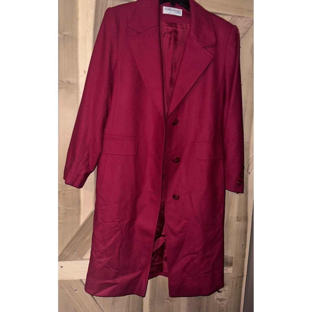 Vtg 80s Forecaster of Boston USA Union Made Red Wool Jacket Coat‎ Sz 1M/L